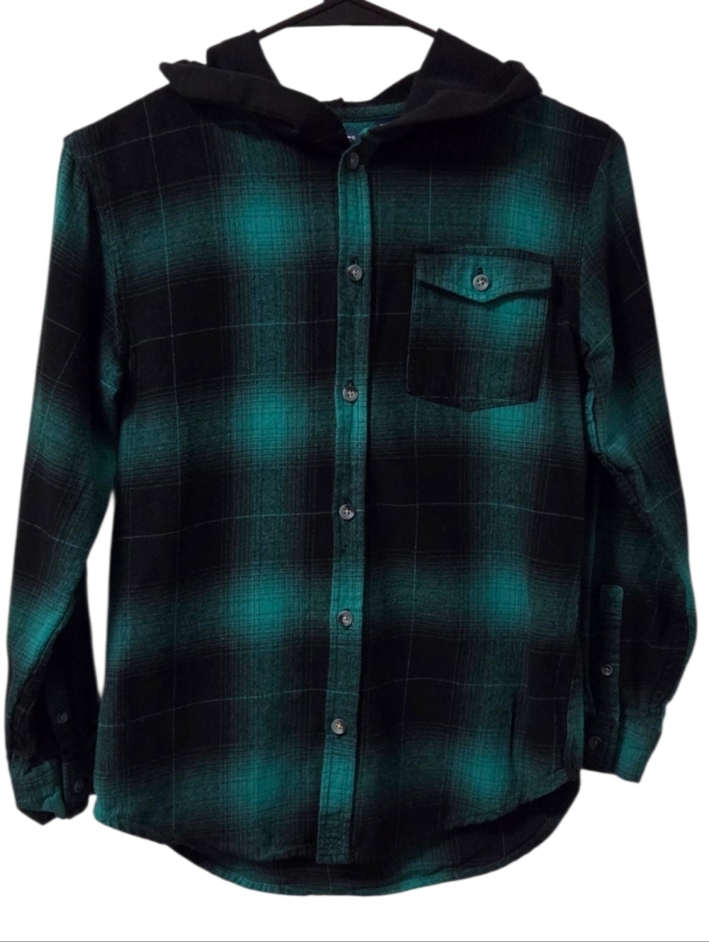 UNIVIBE Kids Hooded Plaid Flannel Shirt Size L